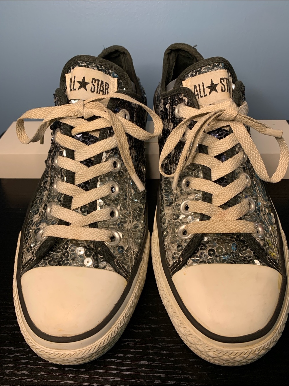 Converse All Star Women’s Sequin Low Top Sneakers - Silver